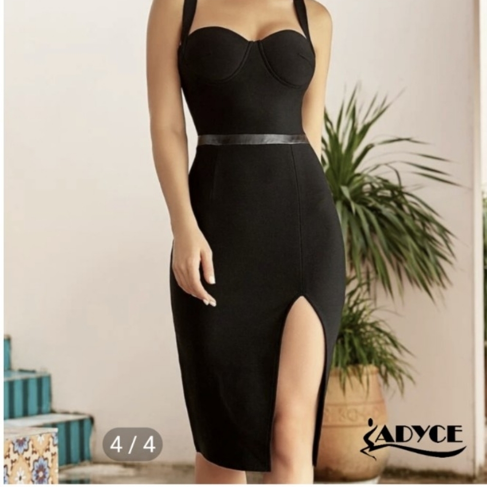 ADYCE Split Thigh Bustier Bandage Dress